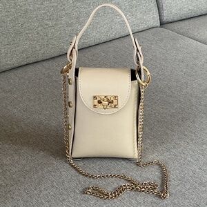 Italian Leather Mini Bucket / Crossbody Bag - Cream - like new